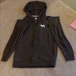 Brown Pink peace full zip up hoodie